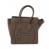 セリーヌ ラゲージ マイクロショッパー レザー ハンドバッグ ベージュ