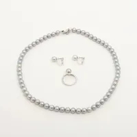 タサキ パール なし (ネックレス SV 総28.2g 約6.5mm～7mm イヤリング K18WG 2.6g 約7.0mm リング Pt900 4.8g 約7.5mm)