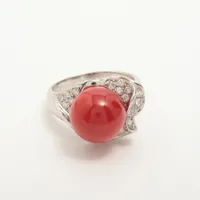ノンブランド 珊瑚 ダイヤ Pt900 約12.0mm