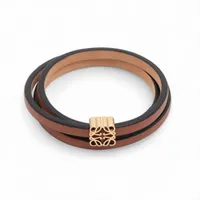 ロエベ アナグラム レザー ブレスレット ブラウン
