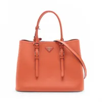 プラダ サフィアーノキュイール レザー 2WAYトートバッグ オレンジ