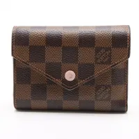 ルイ・ヴィトン ダミエ ポルトフォイユヴィクトリーヌ N61700 コンパクトウォレット ブラウン