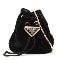 プラダ ベルベット チェーンショルダーバッグ ブラック