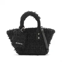 美品 バレンシアガ ビストロ XXS ブラック ツイード ショルダーバッグ Balenciaga Bistro XXS Basket Bag with Shoulder Strap and Top