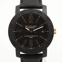 ブルガリ ブルガリブルガリ カーボンゴールド BB40CL カーボン×革 AT ブラック文字盤