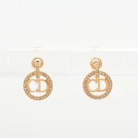 ディオール CDロゴ GP×ラインストーン ピアス(両耳用) ゴールド