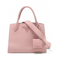 プラダ サフィアーノキュイール レザー 2WAYハンドバッグ ピンク