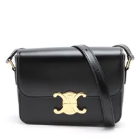 セリーヌ トリオンフ ティーン レザー ショルダーバッグ ブラック