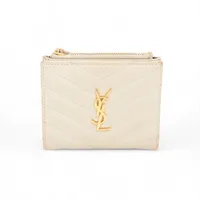 サンローランパリ モノグラム YSL YBL575879 レザー コンパクトウォレット アイボリー