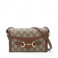 グッチ GGスプリーム ホースビット 1955 PVC ショルダーバッグ ベージュ