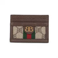 グッチ×バレンシアガ シェリーライン 680386 PVC×レザー カードケース ベージュ