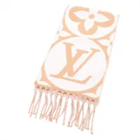 ルイ・ヴィトン フライトモード マフラーLVメダリオン M79213 ウール マフラー RX3273 ベージュ×ローズ