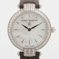 ハリーウィンストン プルミエール PRNQHM31WW001 WG×革 QZ ホワイトシェル文字盤