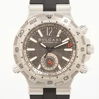 ブルガリ ディアゴノ プロフェッショナル GMT DP42SGMT SS×ラバー AT グレー文字盤