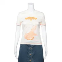 エルメス コットン Tシャツ 22AW 36 ベージュ×オレンジ