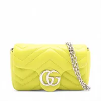 グッチ GGマーモント レザー チェーンショルダーバッグ グリーン