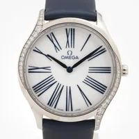 オメガ デヴィル トレゾア SS×革 QZ ホワイト文字盤