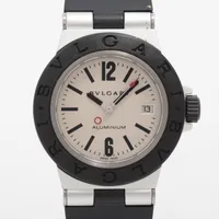 ブルガリ アルミニウム AL29TA AL×ラバー QZ シルバー文字盤