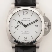 パネライ ルミノール クアランタ PAM01371 SS×革 AT ホワイト文字盤