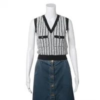 シャネル ココボタン ナイロン ニット 97SS 38 ブラック×ホワイト