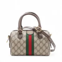 グッチ GGスプリーム オフィディア PVC 2WAYハンドバッグ ブラウン