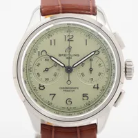 ブライトリング プレミエ B09 クロノグラフ 40 SS×革 手巻き ピスタチオ文字盤
