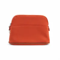 エルメス ボリードポーチPM キャンバス オレンジ シルバー金具