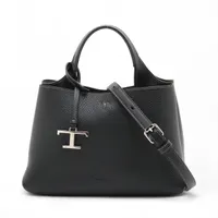 トッズ マイクロ Tタイムレス レザー 2WAYハンドバッグ ブラック