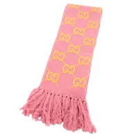 グッチ GGジャガード 676191 ウール マフラー ピンク×イエロー