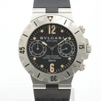 ブルガリ ディアゴノ SCB38S SS×ラバー AT ブラック文字盤