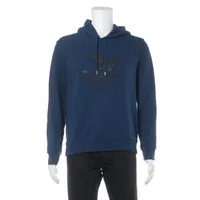 エルメス コットン×レザー パーカー L ネイビー