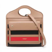 バーバリー ミニツートン キャンバス×レザー 2WAYハンドバッグ