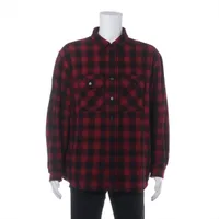 セリーヌ ウール×ナイロン チェックシャツ エディ期 43 レッド×ブラック
