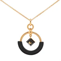 エルメス GP×革 ネックレス ゴールド×ブラック