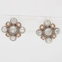 シャネル メタル×ラインストーン ピアス(両耳用) C13V