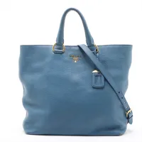 プラダ ヴィッテロダイノ レザー 2WAYトートバッグ ブルー