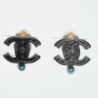 シャネル ココマーク GP イヤリング(両耳用) 06A シルバー×ブラック