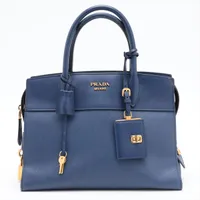 プラダ サフィアーノ レザー ハンドバッグ ブルー