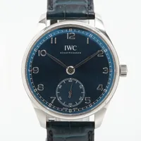 IWC ポルトギーゼ IW358305 SS×革 AT ブルー文字盤