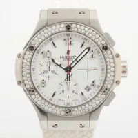 ウブロ ビッグバン スチールホワイトダイヤモンド 342.SE.230.RW.114 SS×TI×ラバー AT ホワイト文字盤