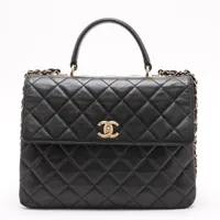 シャネル トレンディCC ラムスキン ブラック ゴールド金具