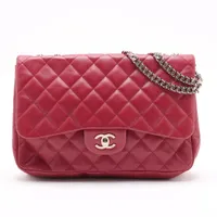 シャネル マトラッセ ラムスキン レッド シルバー金具