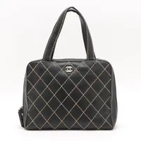 シャネル ワイルドステッチ ラムスキン ブラック ゴールド金具