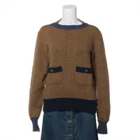 シャネル ココボタン カシミヤ×シルク ニット サイズ不明 カーキ