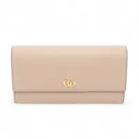 グッチ GGマーモント 456116 レザー ロングウォレット ベージュ×レッド