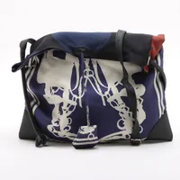 エルメス シルキーシティ33 シルク ネイビー シルバー金具