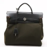 エルメス エールバッグアドPM トワルオフィシエ カーキ シルバー金具
