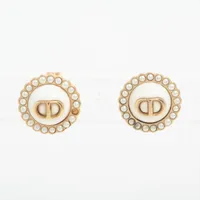 ディオール GP×フェイクパール ピアス(両耳用) ゴールド