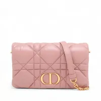 Christian Dior クリスチャンディオール カナージュ カロ ミニラウンド ラムスキン レザー チェーンショルダーバッグ ピンク Christian Dior (クリスチャンディオール) カナージュ カロ ミニ