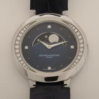 ボームアンドメルシェ プロメス SS×革 QZ ブルー文字盤